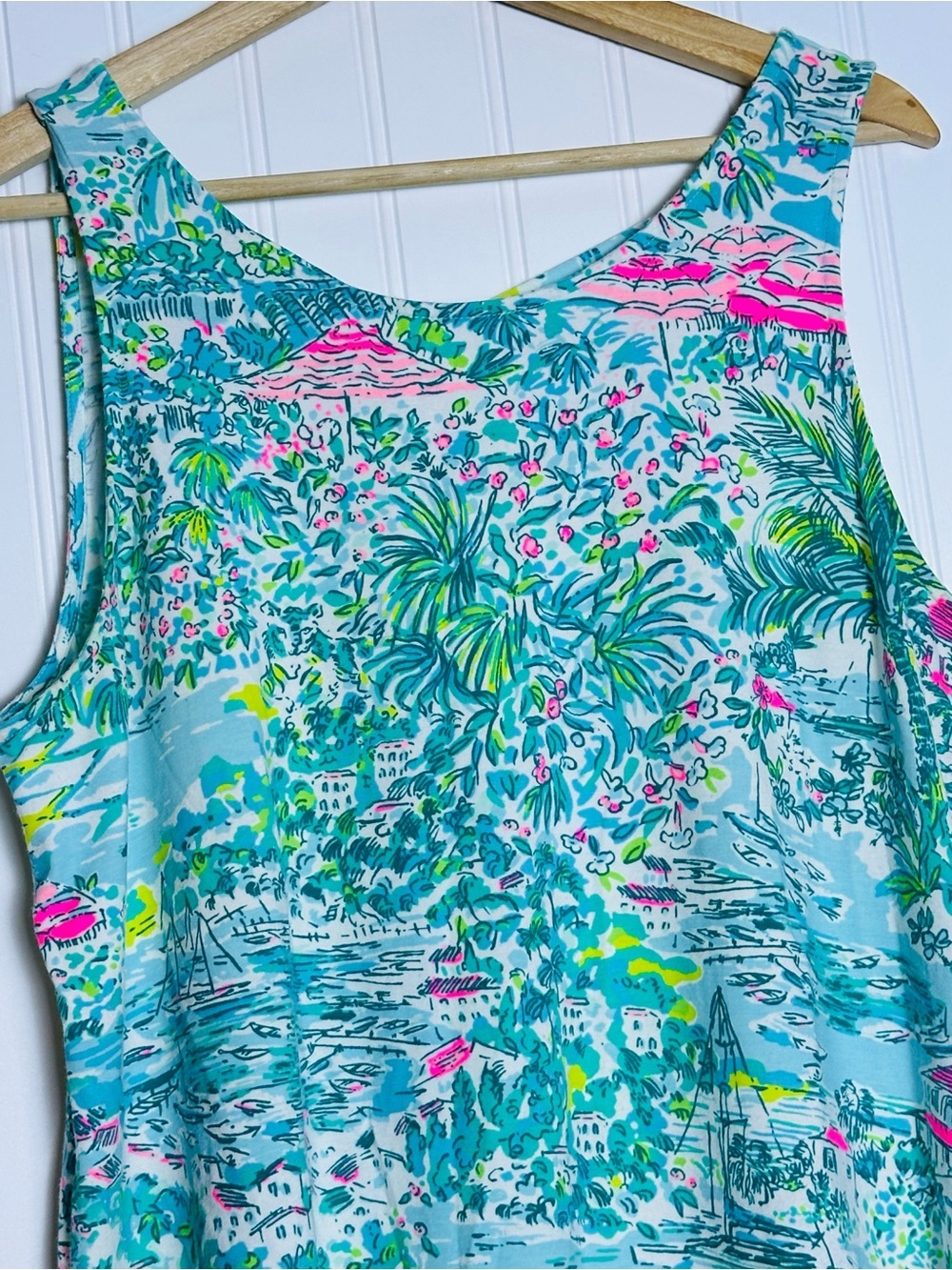 Lilly Pulitzer Kristen Tank Top L Gustavia Green Sunshine City" Resort Wear - Picture 10 of 15